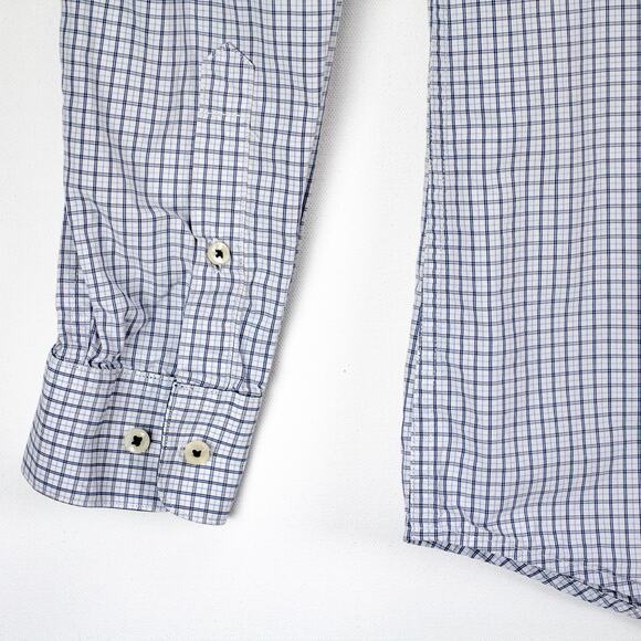 H&M Men's Long Sleeve Shirt Button Up White Black Geometric Medium 100% Cotton - Picture 4 of 9